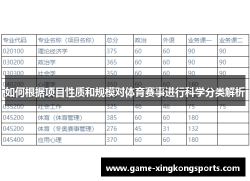 如何根据项目性质和规模对体育赛事进行科学分类解析