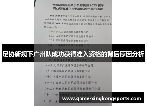 足协新规下广州队成功获得准入资格的背后原因分析